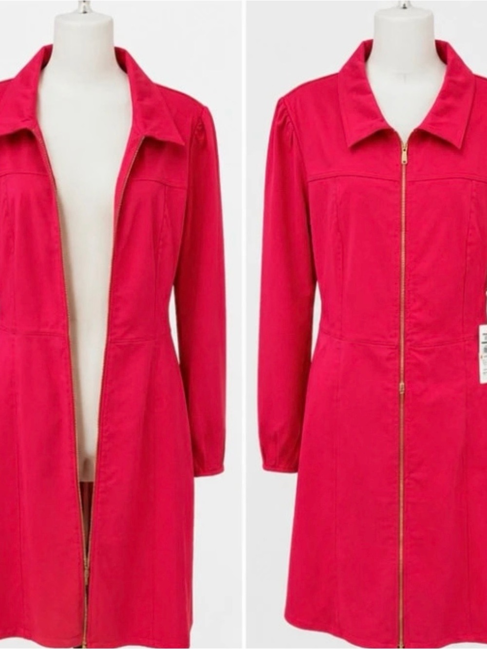 Siena Studio Hot Pink Zip-Front Trench Coat